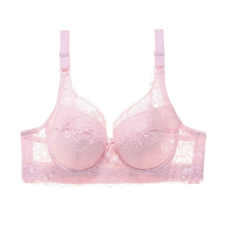

Baqcunre Bras For Women Womens Lace Gathered Bra Straps Cup Underwear Bras For Women No Underwire Pink 100C