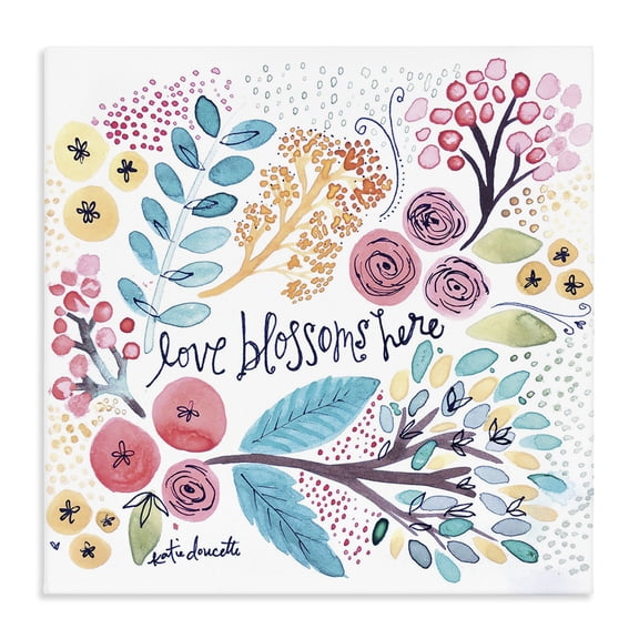 Stupell Industries Bohemian Floral Love Blossoms Here Canvas Art, 24 x 24, by Katie Doucette