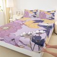 thumbnail image 3 of Homewish Purple Flowers 3pcs Twin Sheet Sets For Teens Female Girls,Spring Garden Twin Fitted Sheet,Exotic Style Floral Breathable Flat Sheet,Lightweight Room Decor, 3 of 7