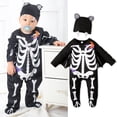 thumbnail image 1 of Kiapeise Baby Boy Girl Halloween Outfit Skeleton Romper Playsuit with Hats, 1 of 7