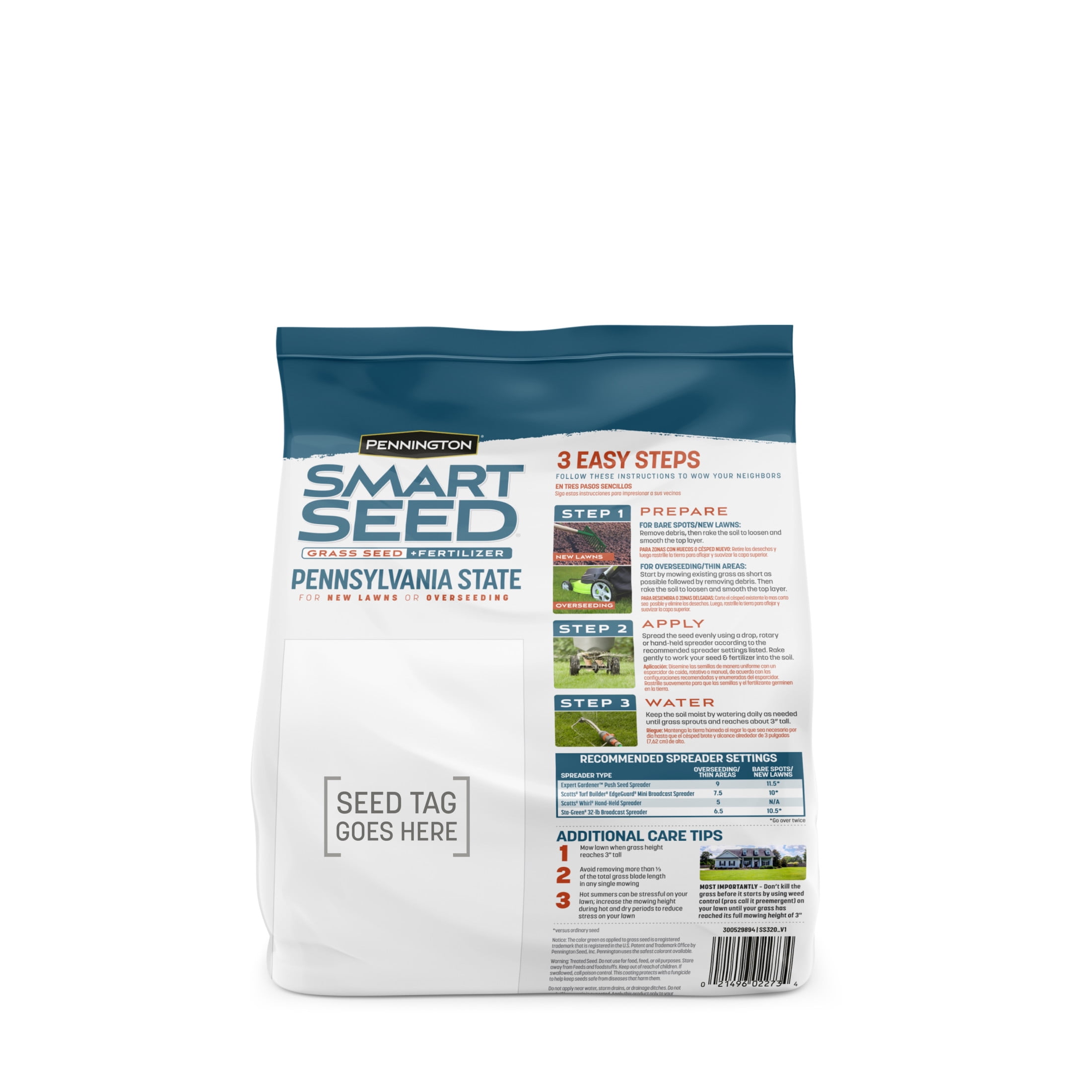 Pennington Smart Seed Pennsylvania Grass Mix, Grass Seeds for Lawn, Sun to Partial Shade, 3 lbs.