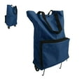 thumbnail image 4 of Foldable Cart Bag, Sturdy Zipper Foldable Shopping Cart Large Capacity Portable With Wheels For Traveling Navy Blue, 4 of 8