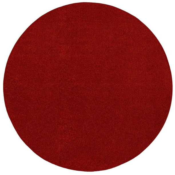 Bright House Solid Color Round Shape Area Rugs Red - 4' Round - Walmart