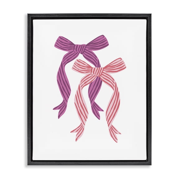Stupell Industries Art Deco Magenta & Red Double Bow Black Floating Frame Canvas Art, 17 x 21, by Krissy Mast