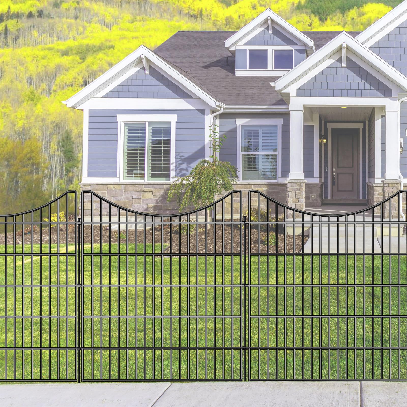 Decorative Garden Fence, No Dig Decorative Fence for Outdoor,Yard, Patio,32 in(H)  Animal Barrier Rustproof Metal Wire Panel,Temporary Dog Fence