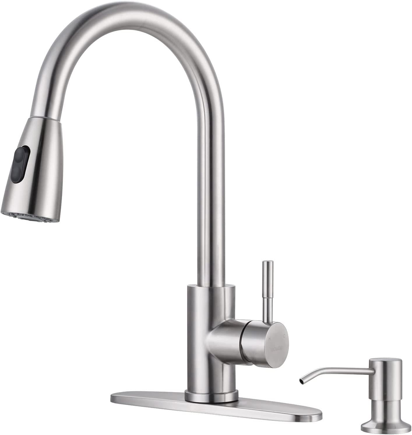 WOWOW Kitchen faucet with Sprayer, Kitchen Sink faucet,SUS 304