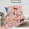 thumbnail image 2 of Horse Blanket Gifts for Girls Women Cute Horses Flowers Flannel Fleece Throw Blanket Soft Warm Fuzzy Pink Blanket for Horse Lovers Decor Bed Couch Living Room for Kids 50"x40", 2 of 6