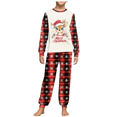 Huesdet Toddler Baby Boy Girl Long Sleeve Cotton Plaid Pullover Sweatshirt + Trousers Two Piece Outfits Fall Winter Clothes(Brick Red 8-9 Years)