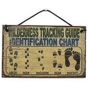 Wilderness Tracking Guide Identification Chart - Hiker, Deer, Raccoon, Bear, Bigfoot Vintage Style Sign Size: 5x8