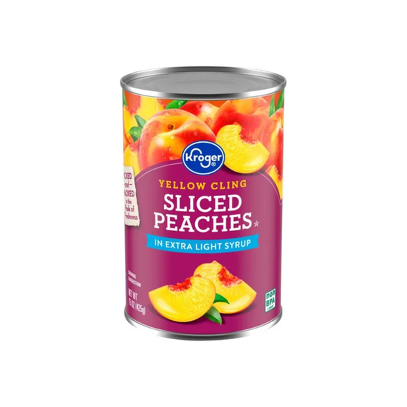 KR Canned Yellow Cling Sliced Peaches in Extra Light Syrup 15 oz