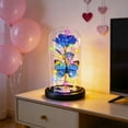 thumbnail image 5 of Preserved Roses in Glass Dome 4.53x9.06 Inch Artificial Glowing Rose with Butterflies Romantic Valentines Roses for Anniversary, Birthday, Valentine’s Day(1pcs, Blue), 5 of 7