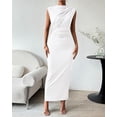 thumbnail image 3 of BTFBM Women's Ruched Bodycon Dress Summer Casual Sleeveless Lightweight Back Slit Elegant Club Party Cocktail Maxi Dresses, 3 of 9