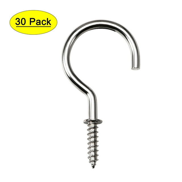 Ganchos de ojo de tornillo Uxcell de 2.1" con tornillos autoperforantes, colgador atornillable plateado, paquete de 30