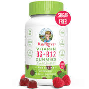 Vegan Vitamin D3 B12 Gummy (Sugar Free) by MaryRuth's | 2 Month Supply | Made w/Organic Ingredients Non-GMO Vegan Gluten Free for Men, Women & Kids 1000 IU Vitamin D3 & 250 mcg Vitamin B12 (Raspberry)