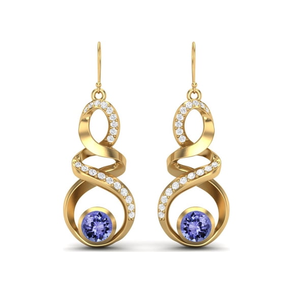 Mooneye 5mm Round Tanzanite 925 Sterling Silver Gold Vermeil Infinity Women Dangle Earrings