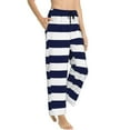 thumbnail image 2 of Balery Navy Blue And White Stripes print Women's Pajama Pants,Ultra Lightweight Pjs,Lounge Pant-Small, 2 of 9