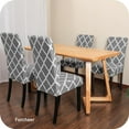 thumbnail image 2 of Chair Covers for Dining Chairs Set of 4,Grey and White Stretch Dining Room Chair Cover Kitchen Parsons Chair Slipcovers (Pack of 4, Grey+White), 2 of 6