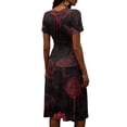 thumbnail image 5 of Womens Halloween Dresses Bat Pumpkin Short Sleeve Spooky Midi Dresses Witch Hat Ghost V Neck Funny Sundress, M, 5 of 5
