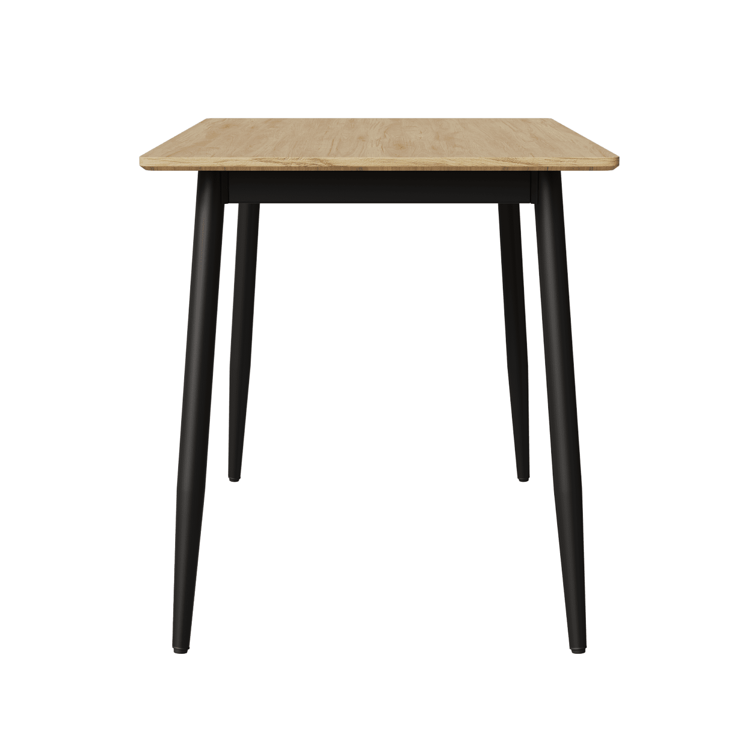 Modern Minimalist Dining Table, Wood Grain Design with Black Metal Legs
