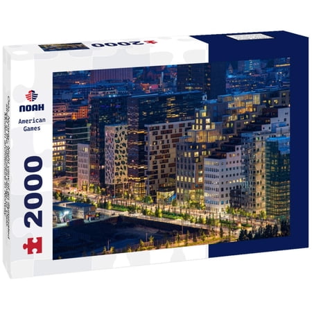Noah Jigsaw Puzzle Oslo, Norway: Night view of an illuminated street in the business center of Oslo. Modern architecture in Norway 2000 Pieces