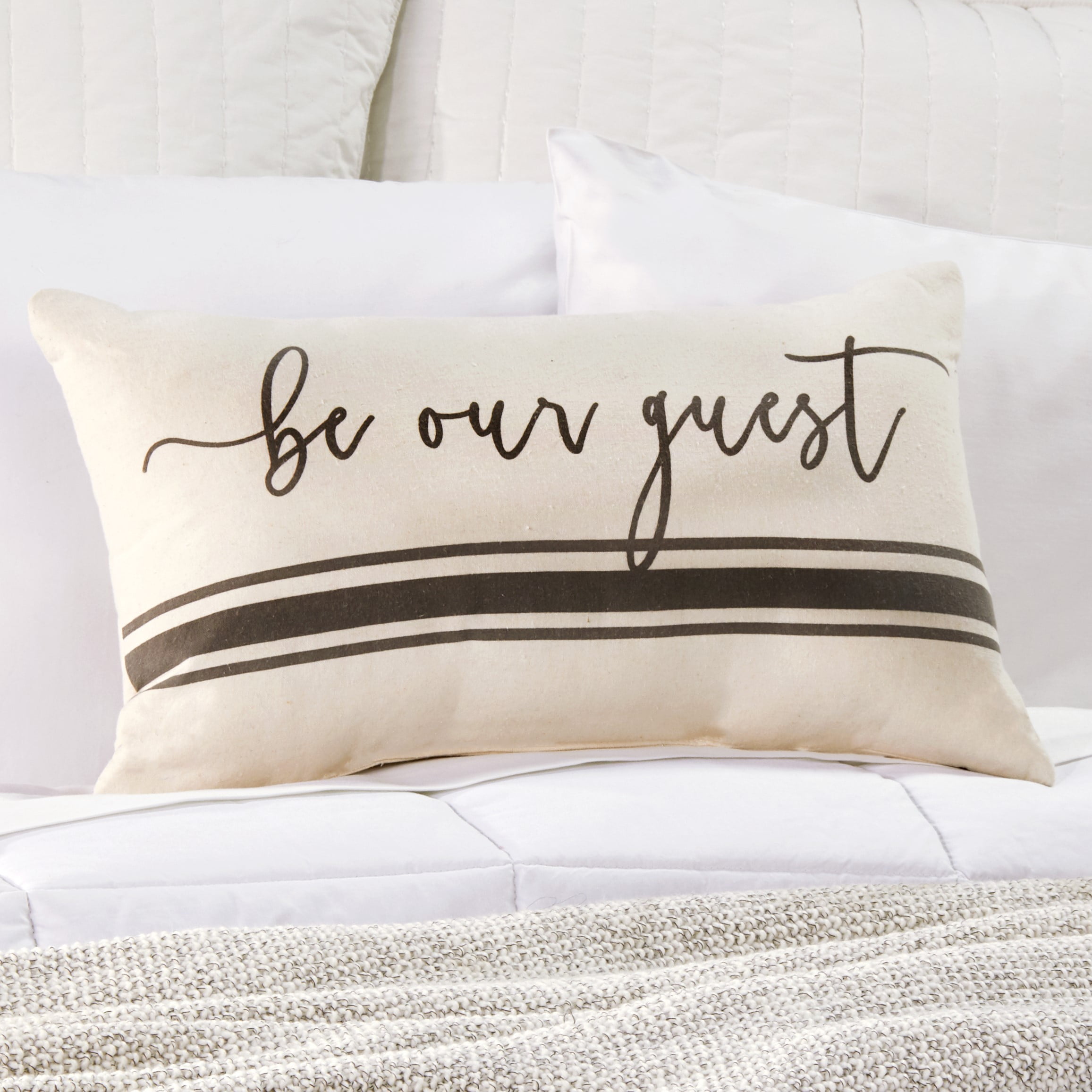 Be Our Guest Decorative Sentiment Accent Pillow for the Guest Bedroom
