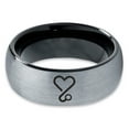 thumbnail image 2 of Tungsten Heart Cancer Survivor Love Band Ring 8mm Men Women Comfort Fit Black Dome Brushed Gray Polished, 2 of 4