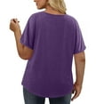 thumbnail image 5 of Plus Size Tops for Women Summer V Neck Short Sleeve Tee Shirts Henley Button Casual Loose Fit Blouse L-5XL, 5 of 9