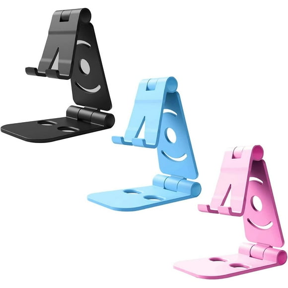 3 Pack Phone Stand Holder, Phone Holder, Adjustable Portable Phone Tablet Stand, Desk Holder Stand All 4-10 Inch Devices (black+pink+blue)