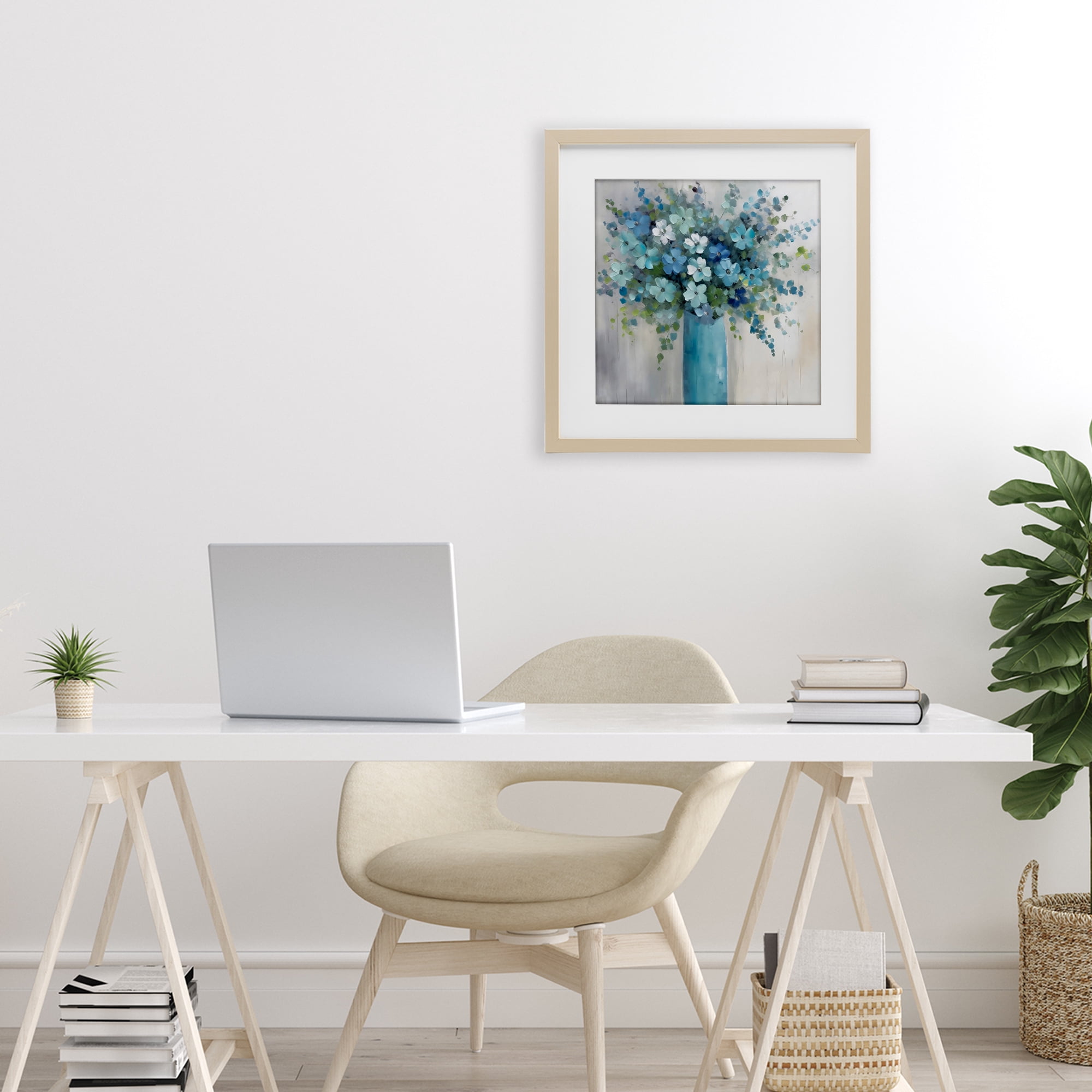 Stupell Industries Indigo Bouquet in Blue Vase Birch Framed Print Under Glass, design by Creative Studio