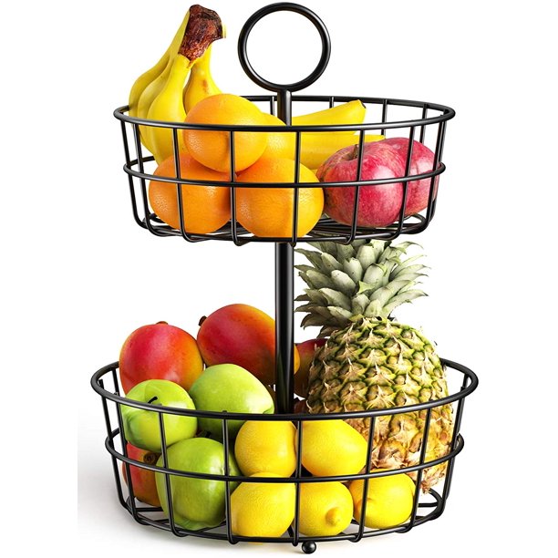 Myfurnideal Fruit Basket Holder 2Tier Countertop Detachable Fruit