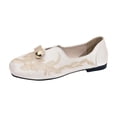 thumbnail image 3 of Women's Loafers Wide Width, Retro Embroidered Slip-On Flats for Women, Metal Accent Soft Sole Low Heel Moccasins, Trendy Casual Dress Shoes for Spring Summer, Black/White/Mint, 3 of 10
