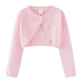thumbnail image 6 of CPNG Toddler Girls Cardigan Shrug Sweater Bolero Shrug Baby Kids Hollow Out Long Sleeve Cropped Dress Up Button Cover Up Cropped Tops Closure Jacket Tops, 6 of 9