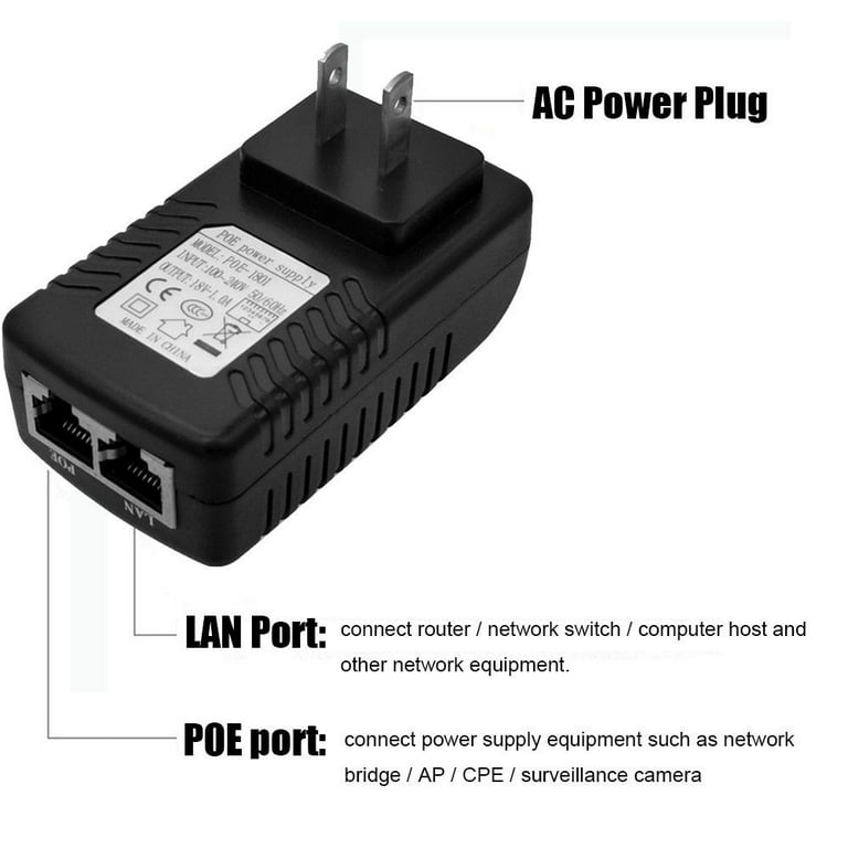 Real HD 48V 24W 0.5A POE Injector Adapter Power Supply,10/100Mbps IEEE —  CCTV Supply Store