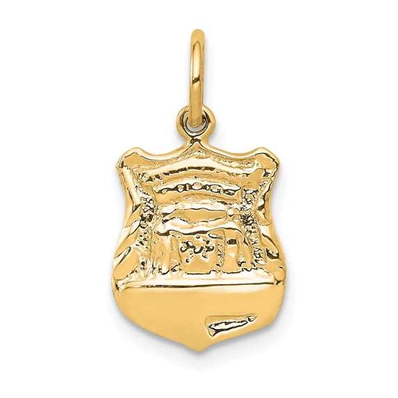 14K Yellow Gold Charm Pendant Themed 18.5 mm 11 Police Badge