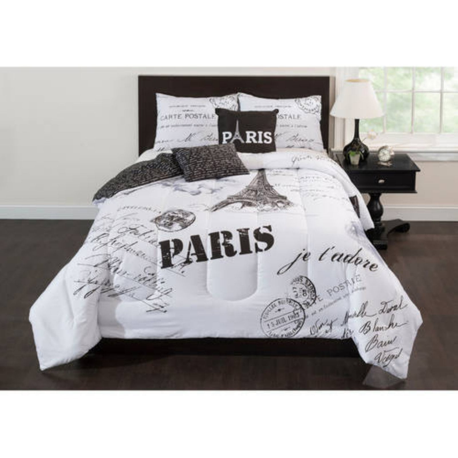 Bedding Queen 5 Piece Girls Comforter Bed Set, Paris Eiffel Tower 