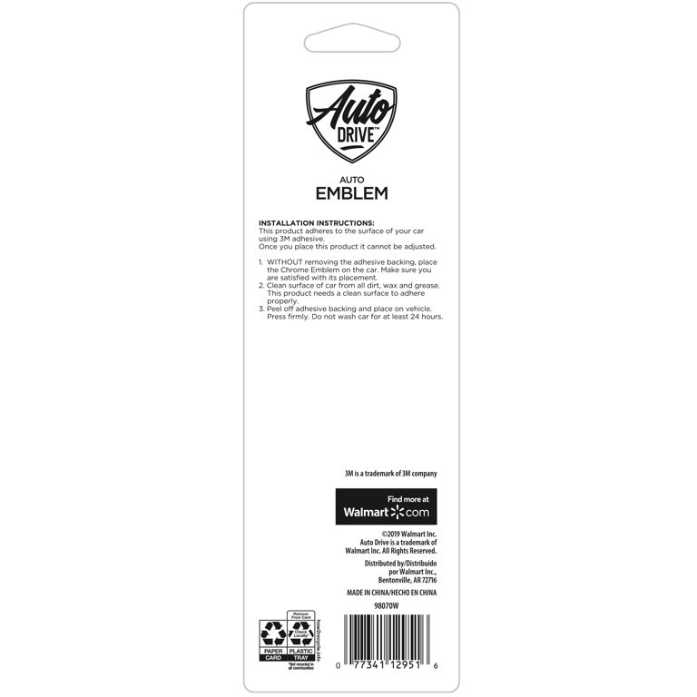 Auto Drive Stick on Cross Car Truck Emblem, Black and Chrome