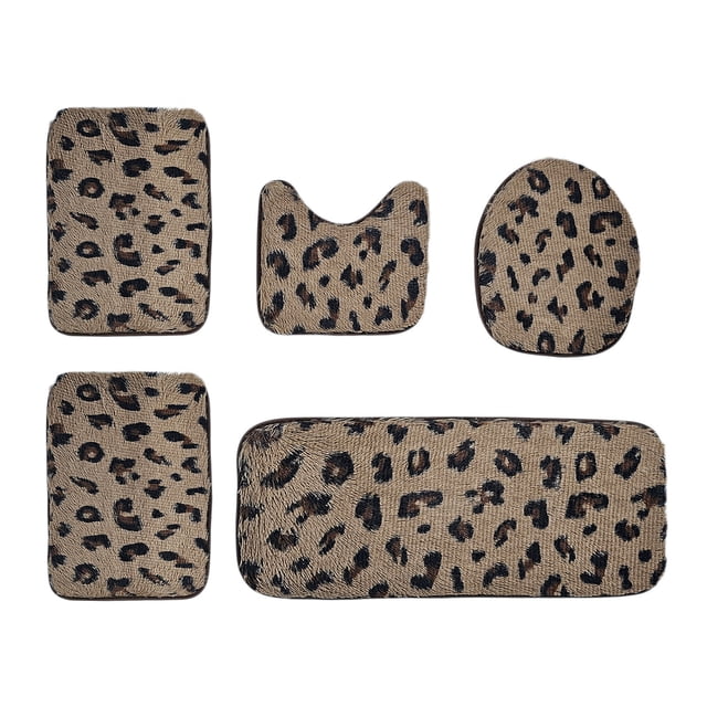 Ohufall 5 Piece Spotted Mixed Color Bath Mat Set Non Slip Soft Toilet Rug Machine Washable Quick Dry