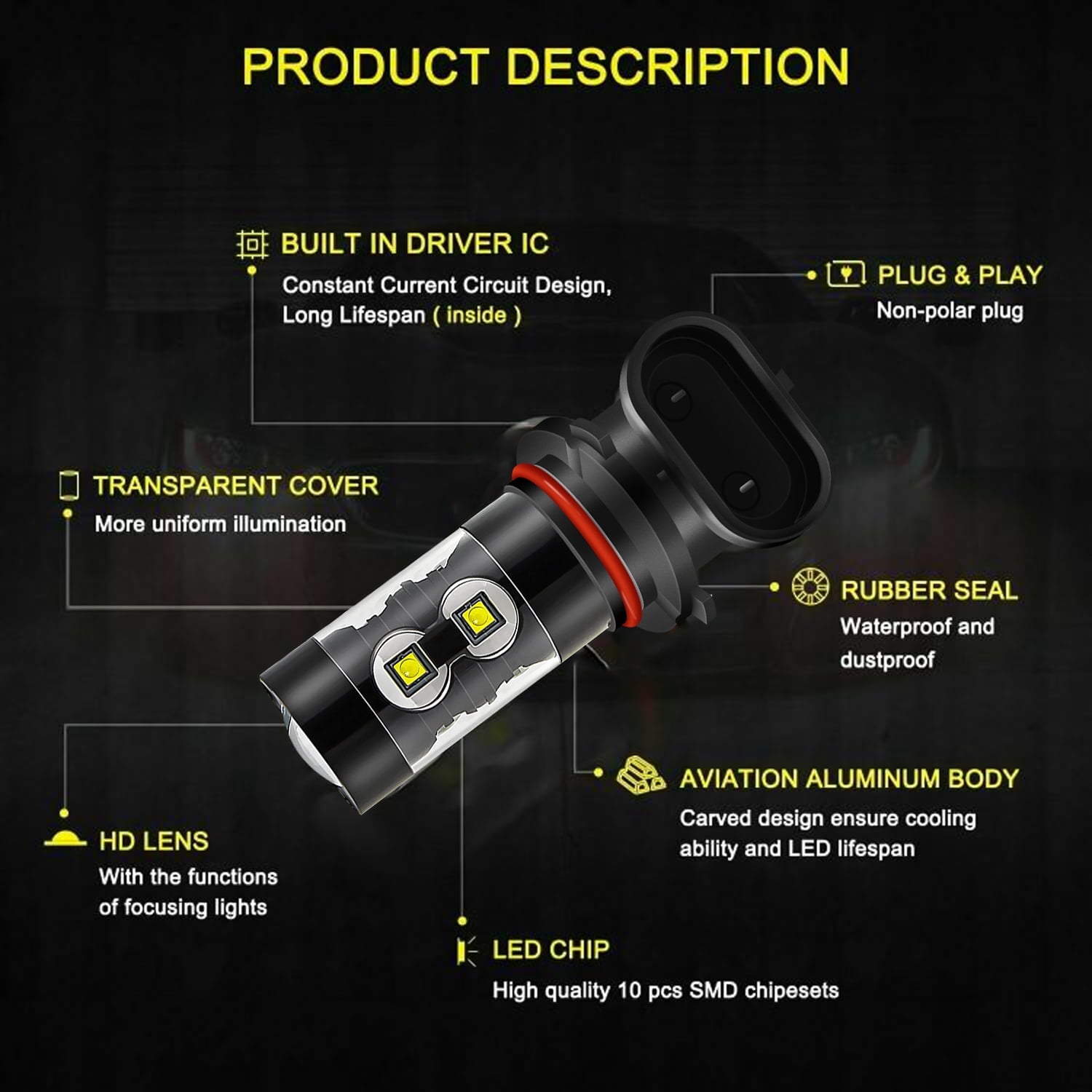 WVKVII LED Headlight Bulbs for Jeep Grand Cherokee 1999-2010 High Low Beam Fog Light Kit Replace Lamp 6pcs