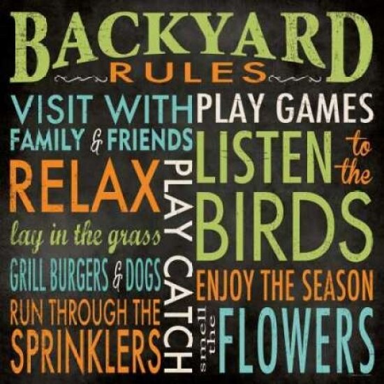 Backyard Rules Poster Print by Stephanie Marrott