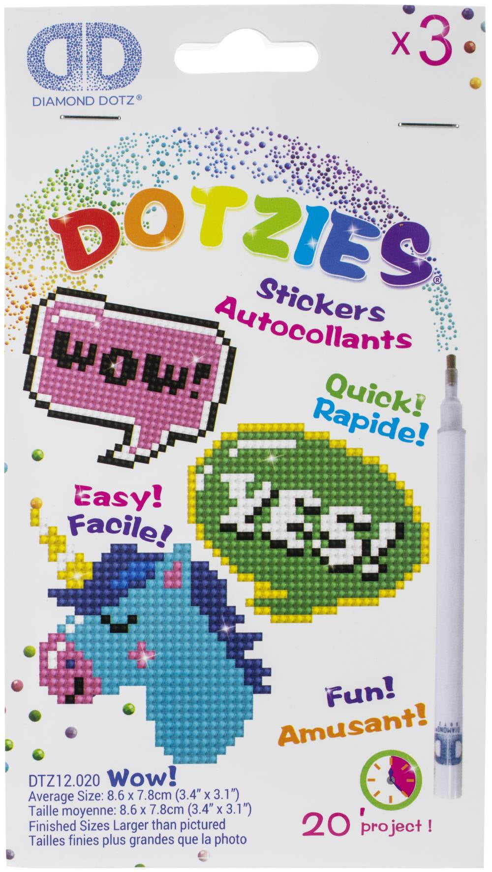 Diamond Dotz DOTZIES Stickers Facet Art KitMulti Pack Wow 3/Pkg