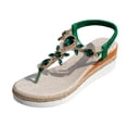 thumbnail image 5 of Dakaela Women's Wedge Sandals 2026 Open Toe Platform Espadrille Flip Flops Elastic Ankle Strap Casual Bohemian Beach Thong Walking Shoes Size 6-10 Green, 5 of 6