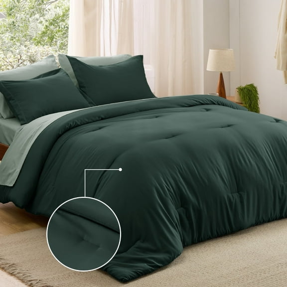U by Bedsure Full Comforter Set Green, 7 Pieces Lightweight Full Bedding Sets Boho with Comforter, Sheet, Pillowcase & Sham, Contrasting Design