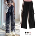 thumbnail image 2 of Cargo Pants Women Summer High Waist Wide Leg Straight Casual Sports Long Pants, 2 of 9