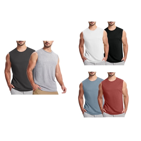 DJDLJWCJ Mens Tank Top Lightweight Quick Dry Crewneck Muscle Sleeveless Tops Dark Gray and Gray 4XL