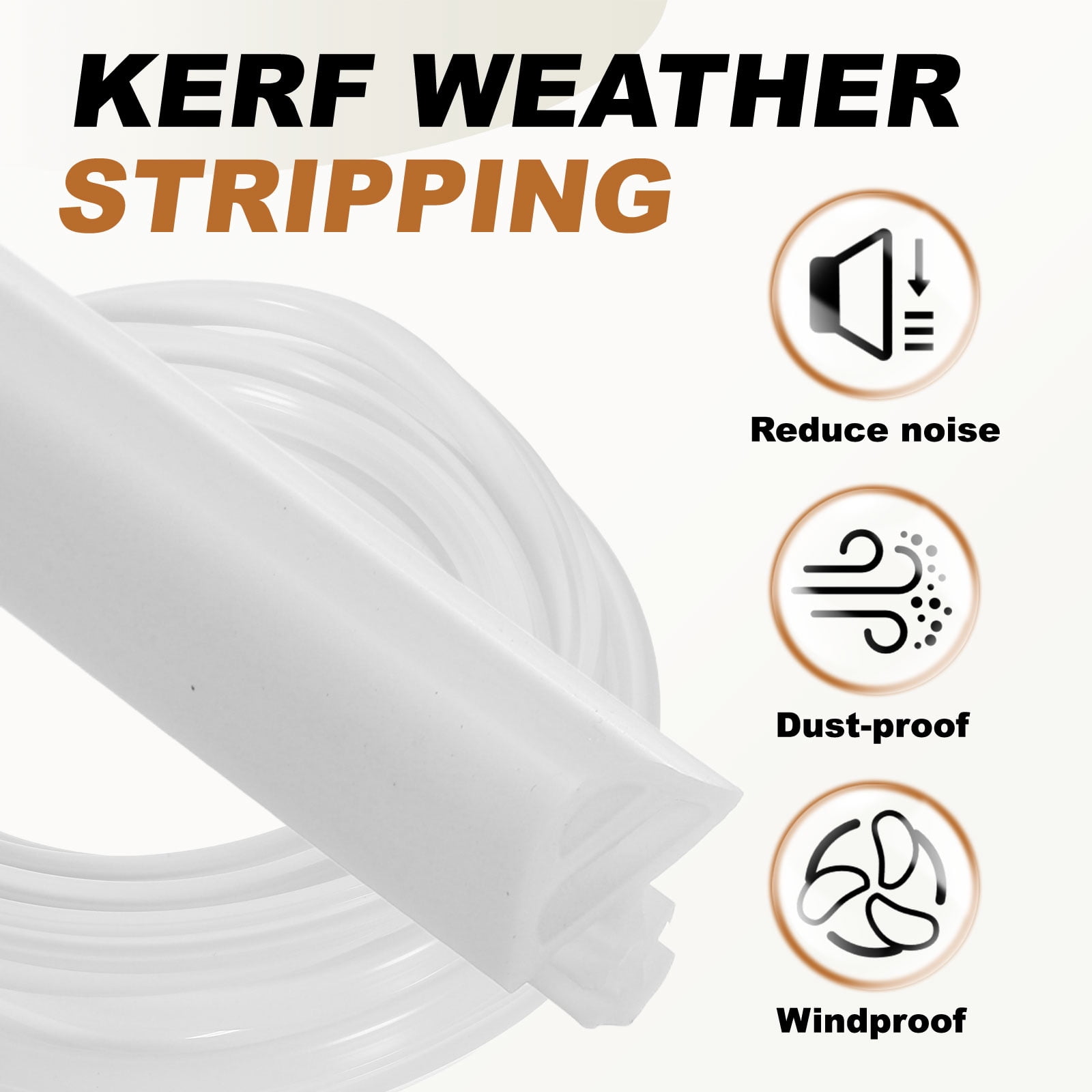 Uxcell Kerf Weather Stripping Seal Strip (16.4ft x 11/32") - 2 Pack D Triangle Shape Kerf Noise Reduction Rubber Flange Window Weatherstrip Seal for Door Frame Windows Card Slot, White