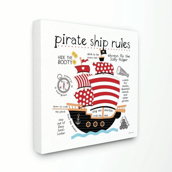 The Kids Room by Stupell Pirate Ship Rules Canvas Wall Art by Stephanie Workman Marrott