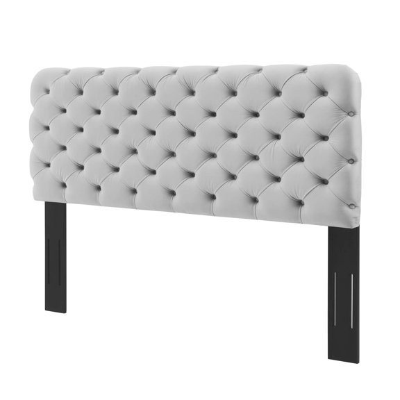 Tufted Headboard, Twin Size, Velvet, Light Grey Gray, Modern Contemporary Urban Design, Bedroom Master Guest Suite