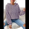 thumbnail image 3 of Suéter Holgado de Franela con Capucha para Mujer, Larga y Cálido para Invierno Púrpura L, 3 of 8