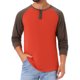 thumbnail image 1 of Camisetas de manga larga Raglan para hombres INSPIRE CHIC, estilo casual, tipo Henley, 2XL, rojas, 1 of 6