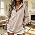 thumbnail image 5 of TGSLY Women's Half Zip Hooded Sweatshirt Lightweight Raglan Long Sleeve Fall Tops Loose Casual Solid Color Athletic Layering Pullover with Pockets XXL, 5 of 9